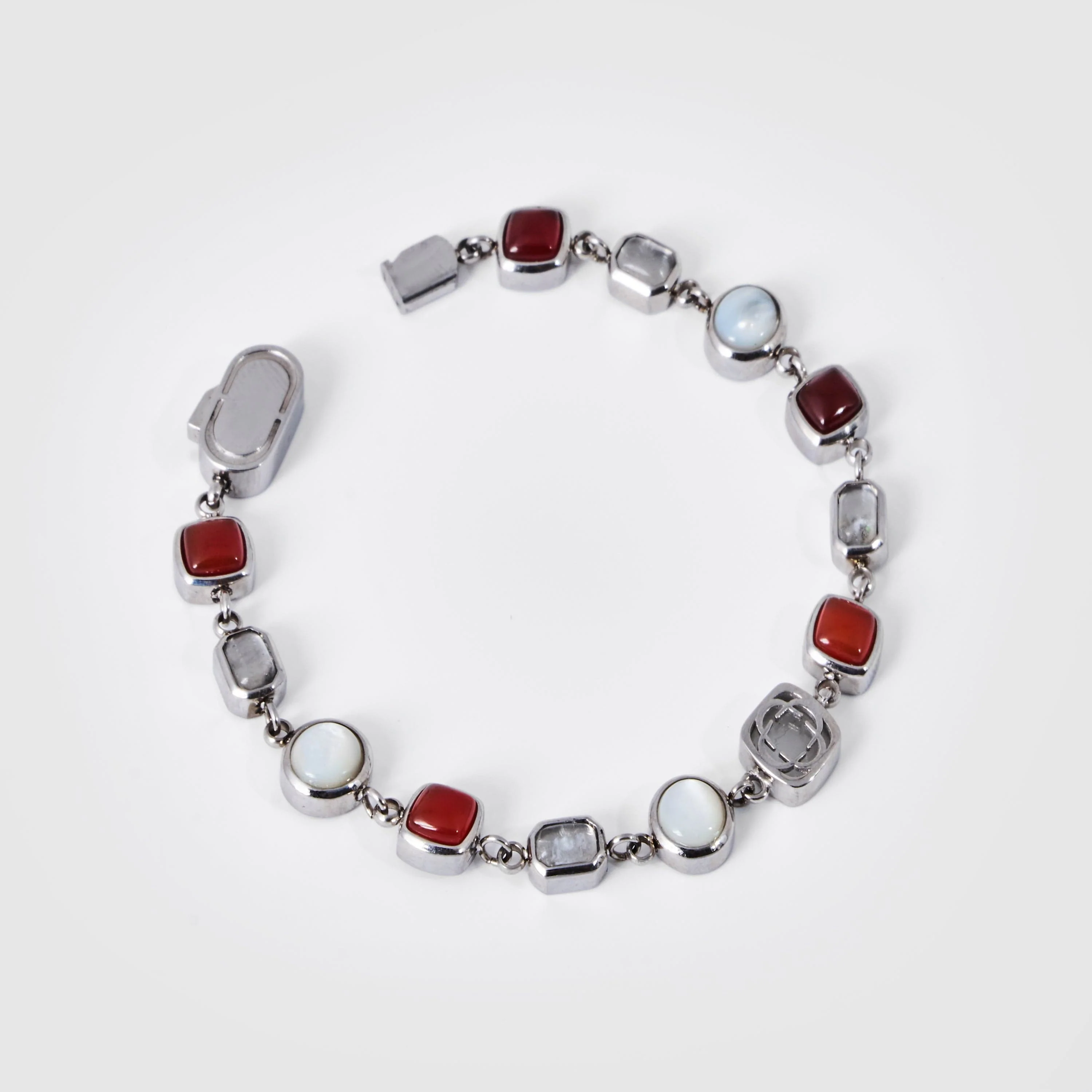 Red Crystal Gemstone Bracelet (Silver) - Image 5