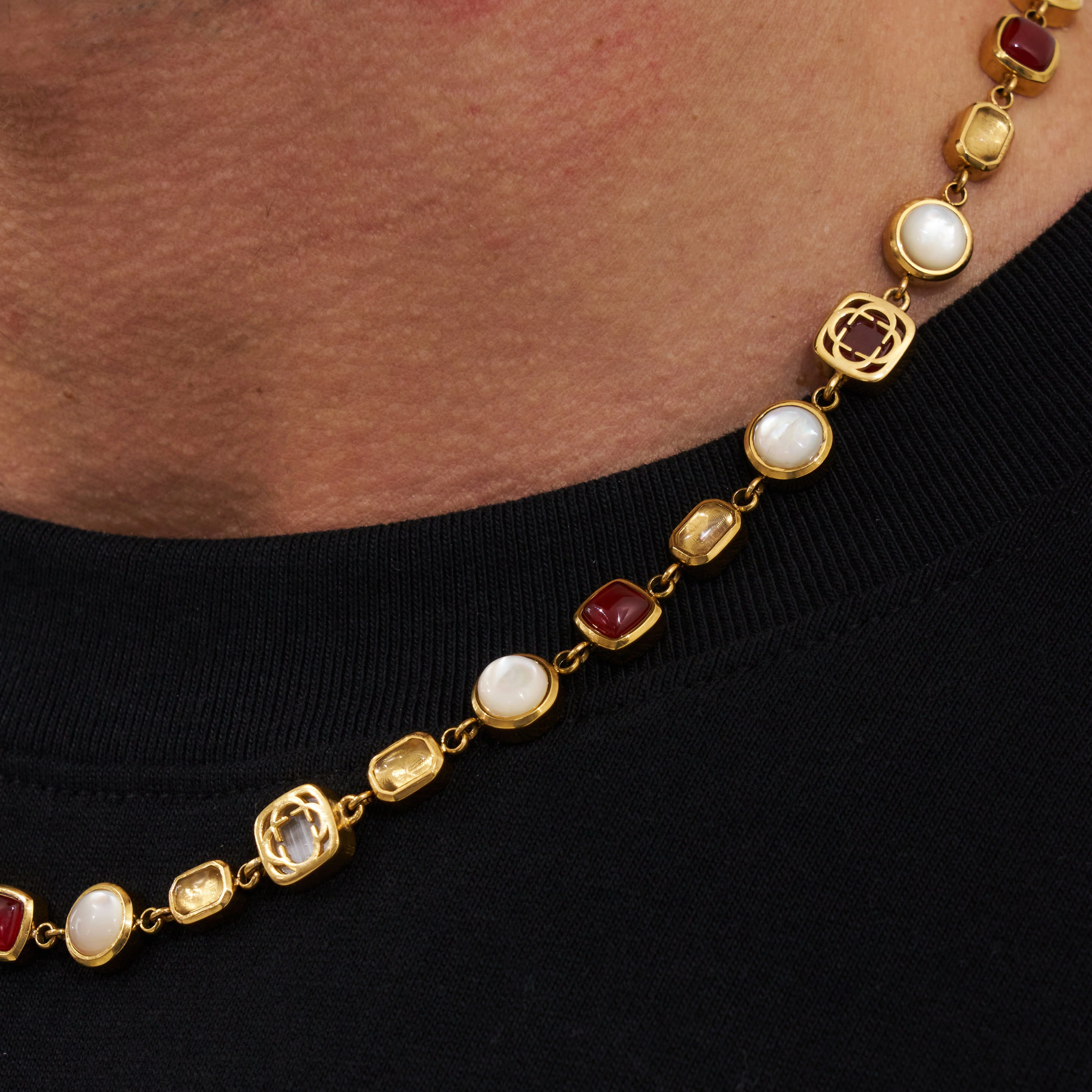 Red Crystal Gemstone Necklace (Gold) - Image 4