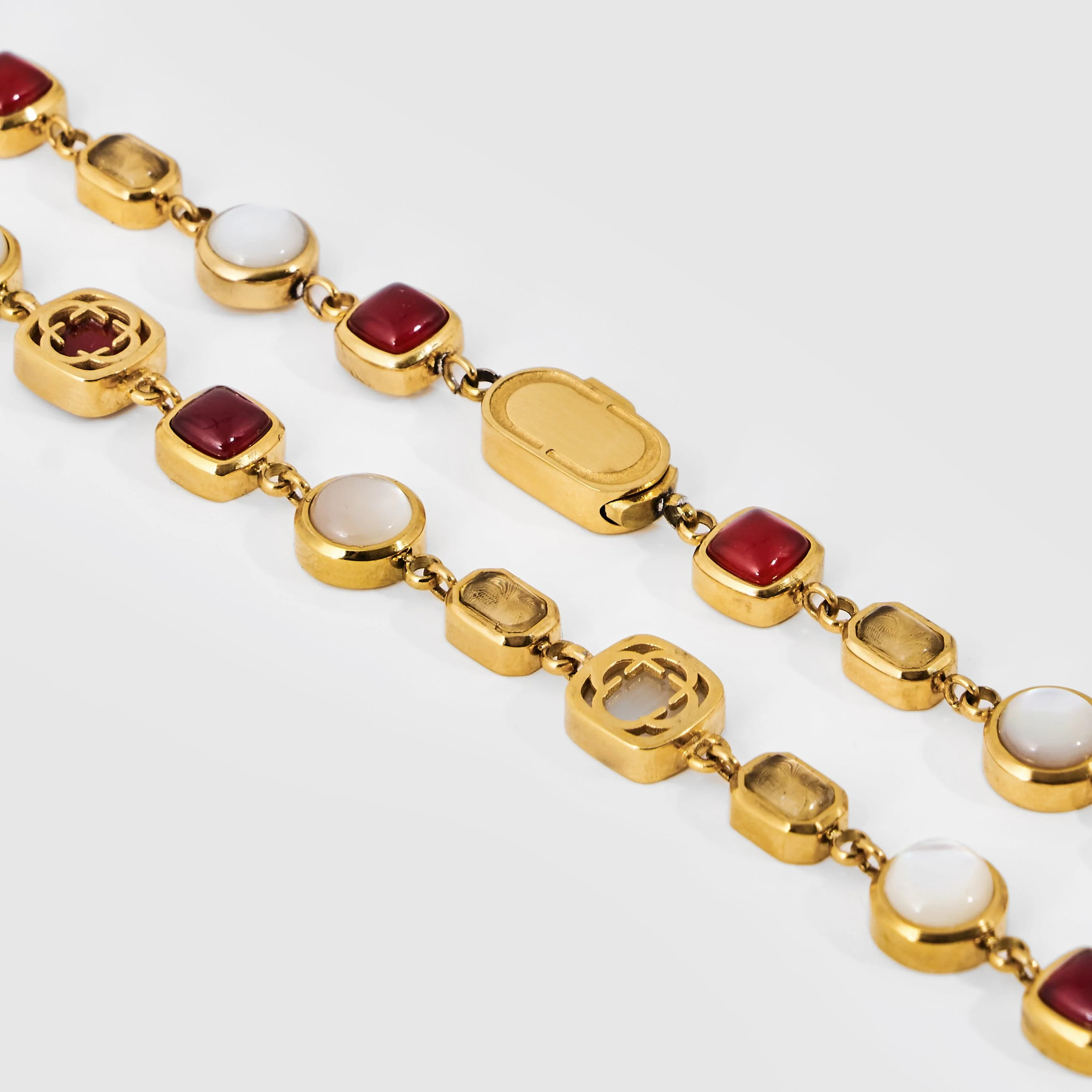 Red Crystal Gemstone Necklace (Gold) - Image 6
