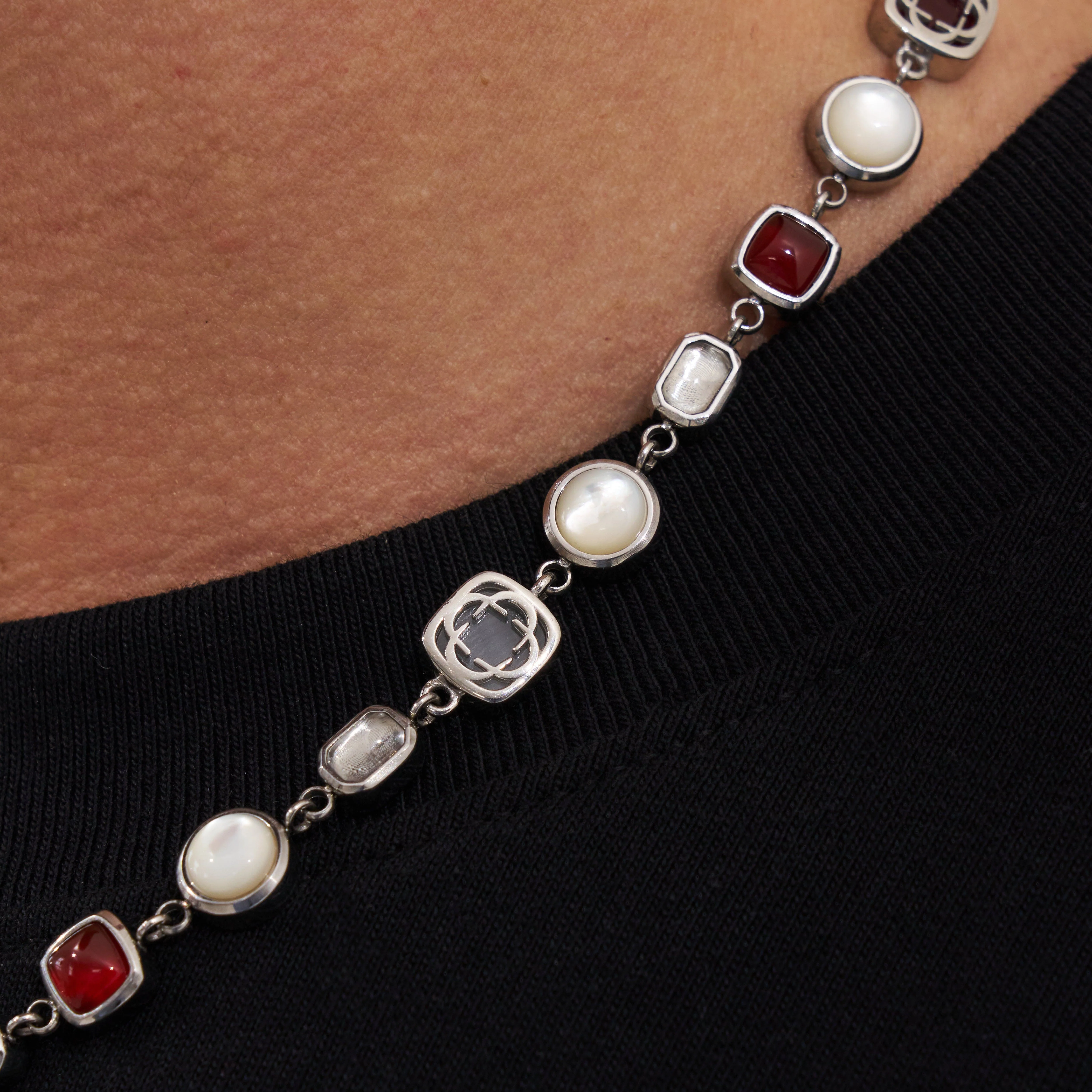 Red Crystal Gemstone Necklace (Silver) - Image 6