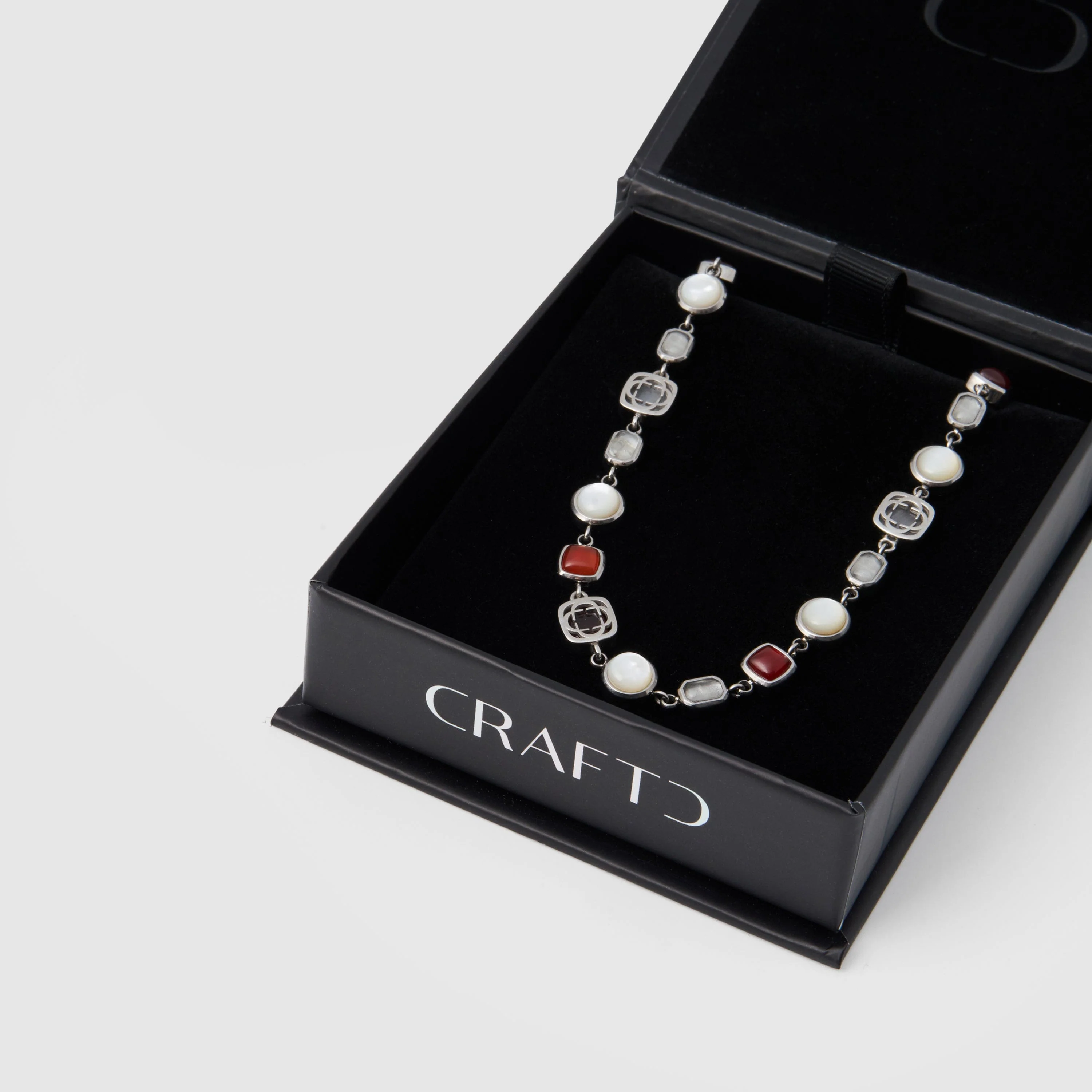 Red Crystal Gemstone Necklace (Silver) - Image 7