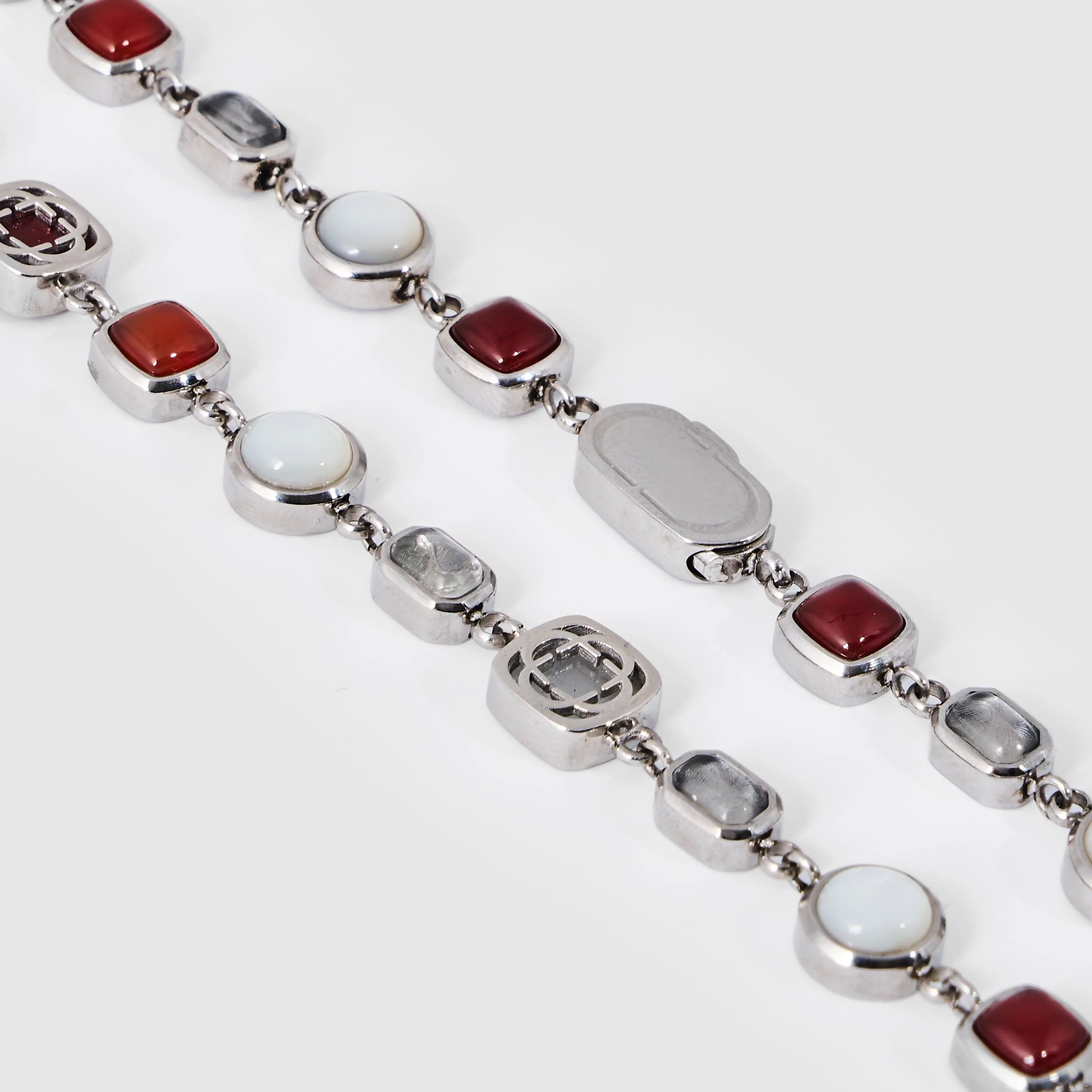 Red Crystal Gemstone Necklace (Silver) - Image 8