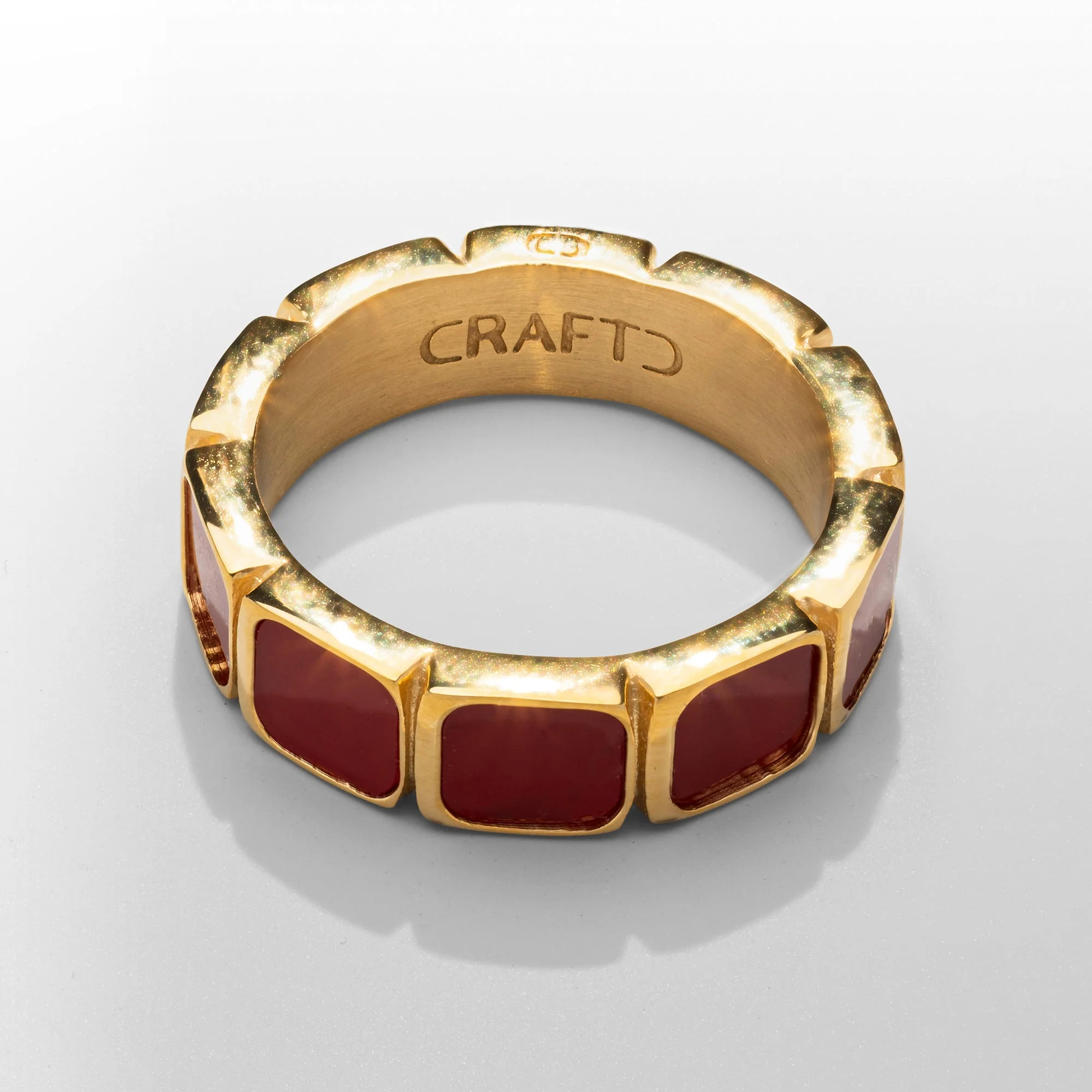 Red Stone Band Ring (Gold) - Image 5