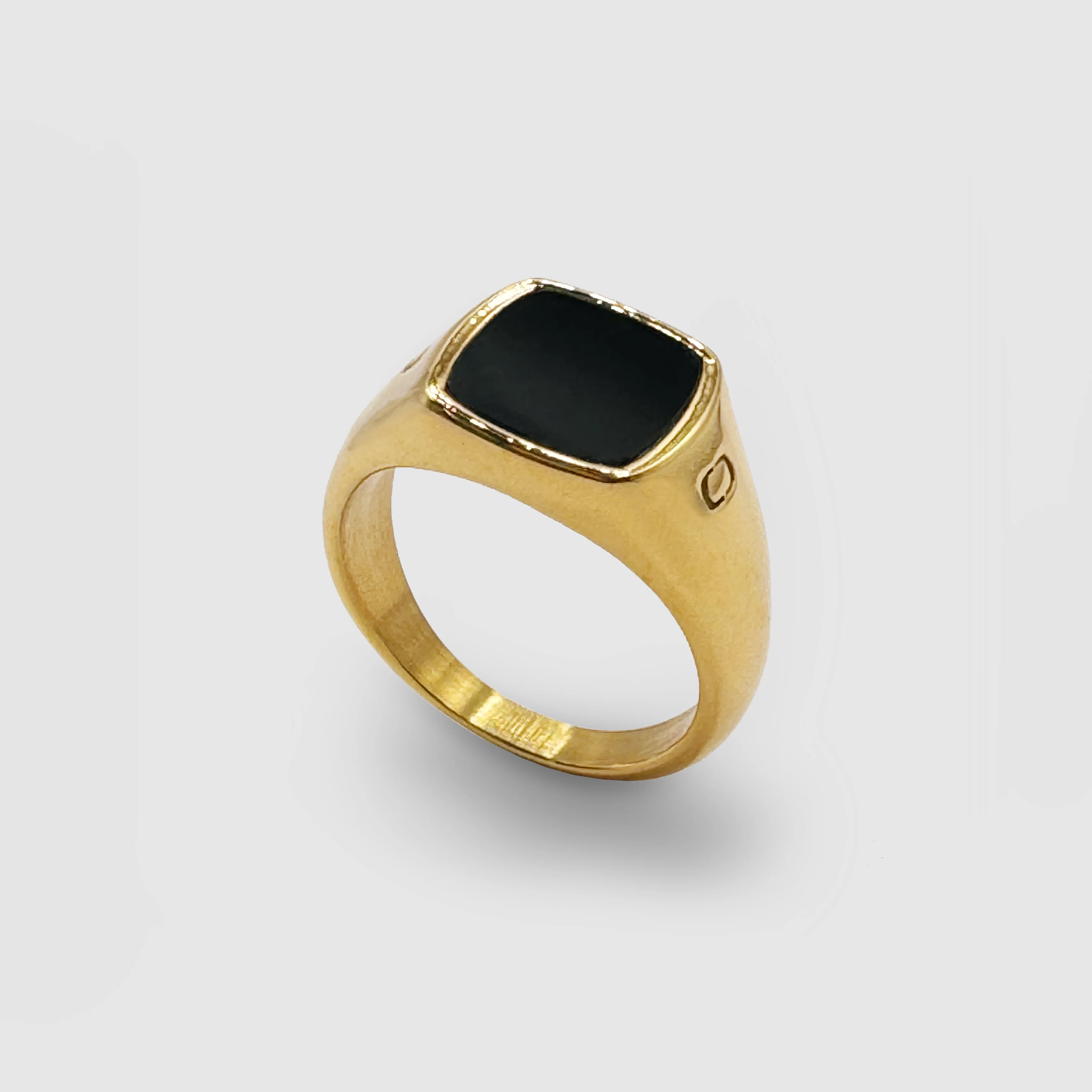 Onyx Squared Stone Signet Ring (Gold) - Image 4