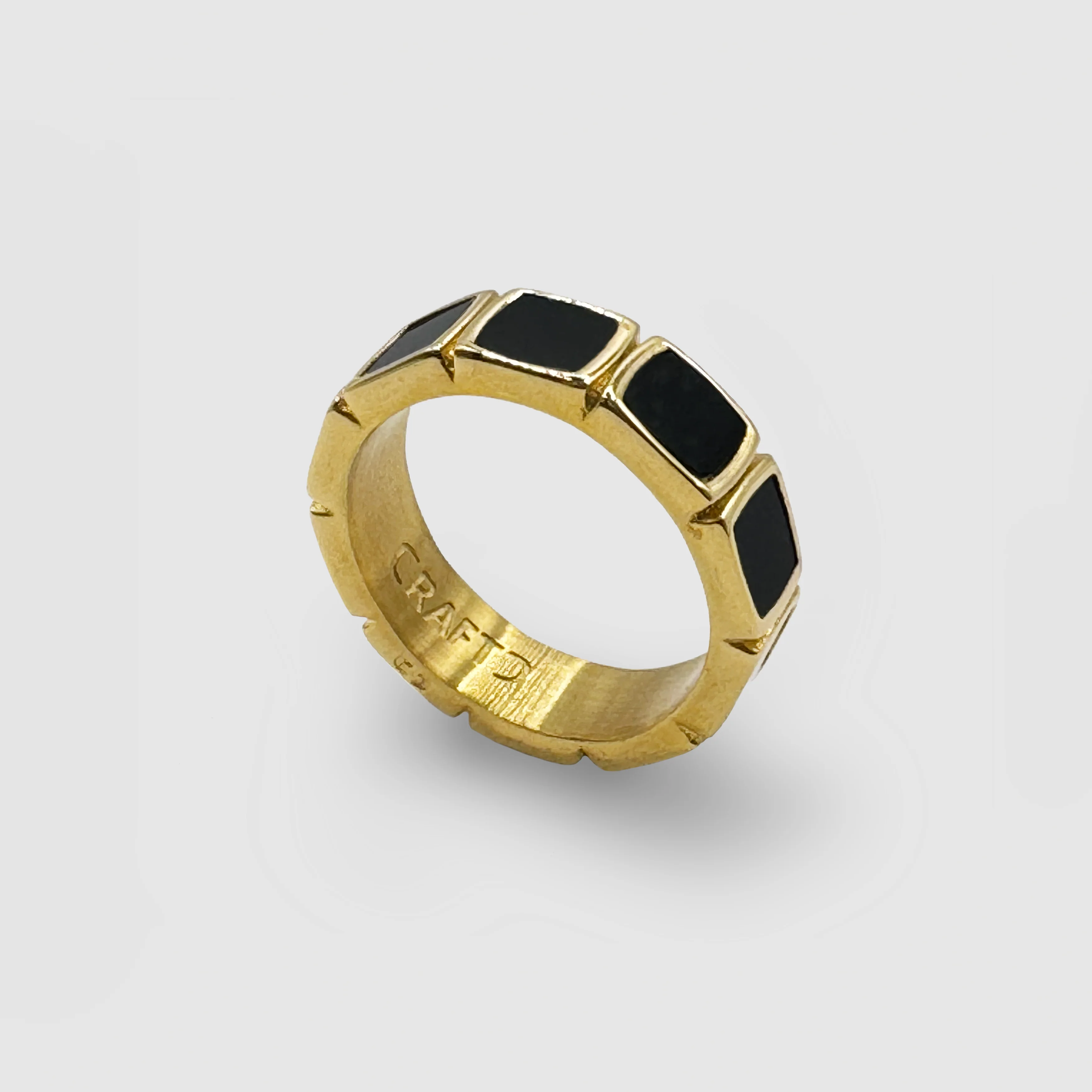 Onyx Stone Band Ring (Gold) - Image 4