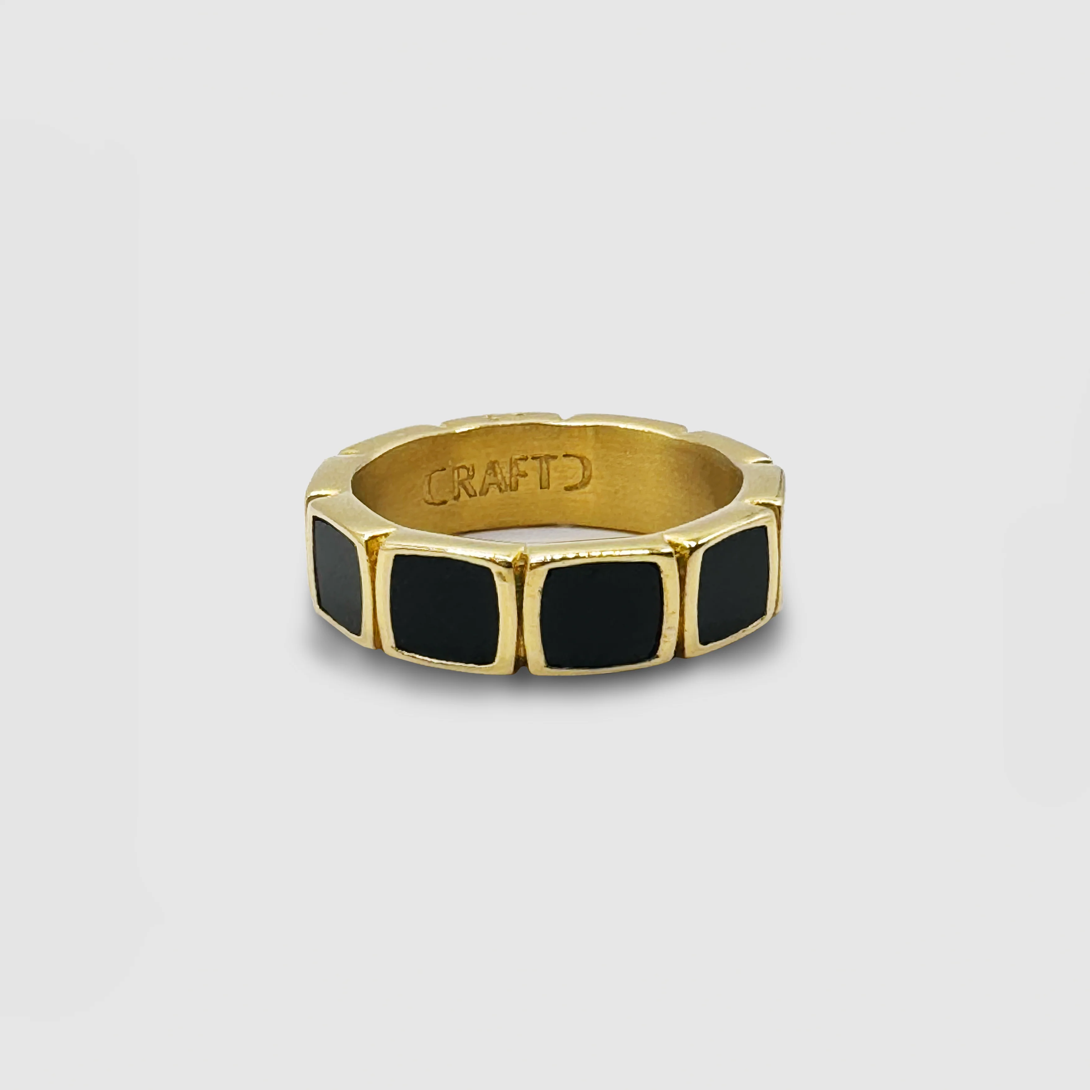 Onyx Stone Band Ring (Gold) - Image 5
