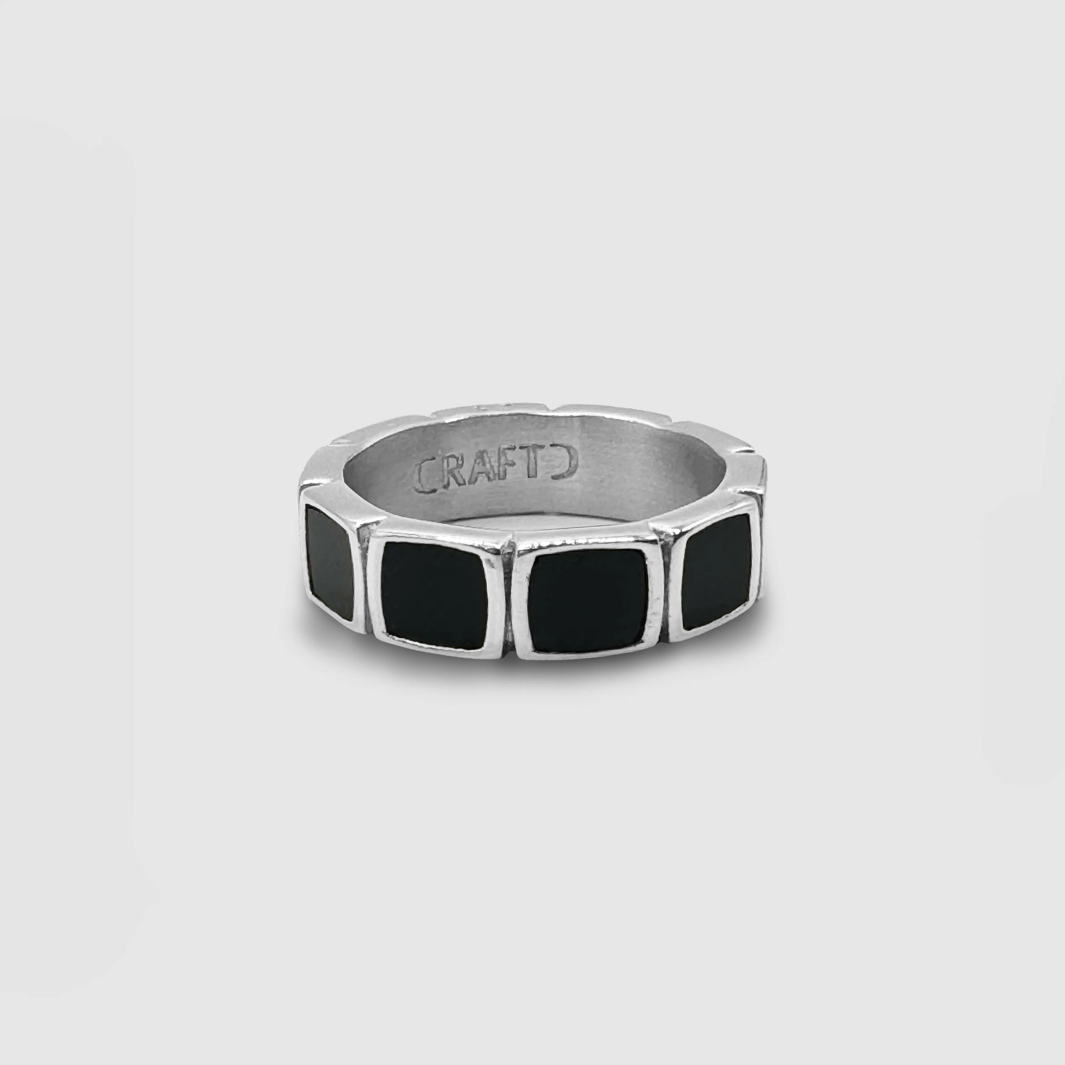 Onyx Stone Band Ring (Silver) - Image 5