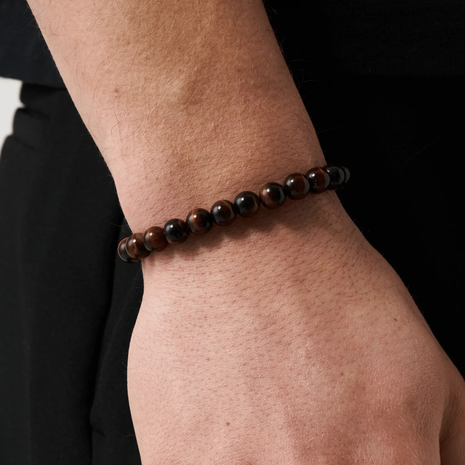 Tiger's Eye Metal Bead Bracelet (Silver) - Image 4