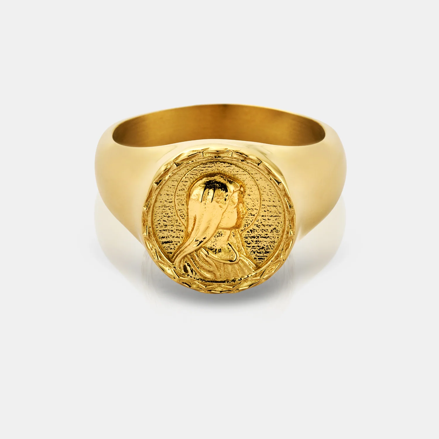 Virgin Mary Signet Ring (Gold) - Image 2