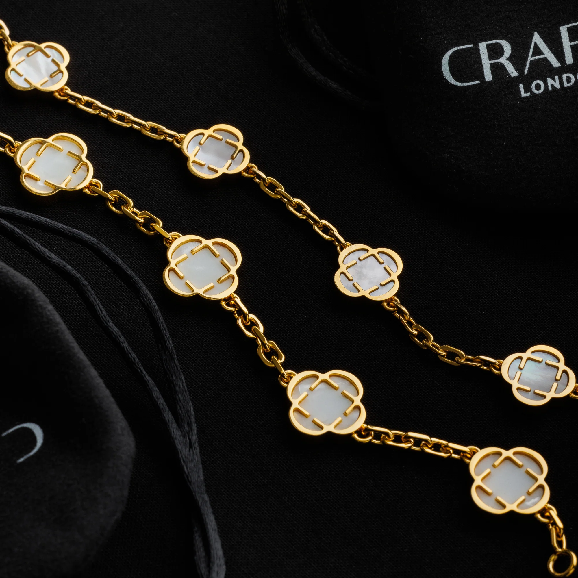 White Clover Stone Necklace (Gold) - Image 3