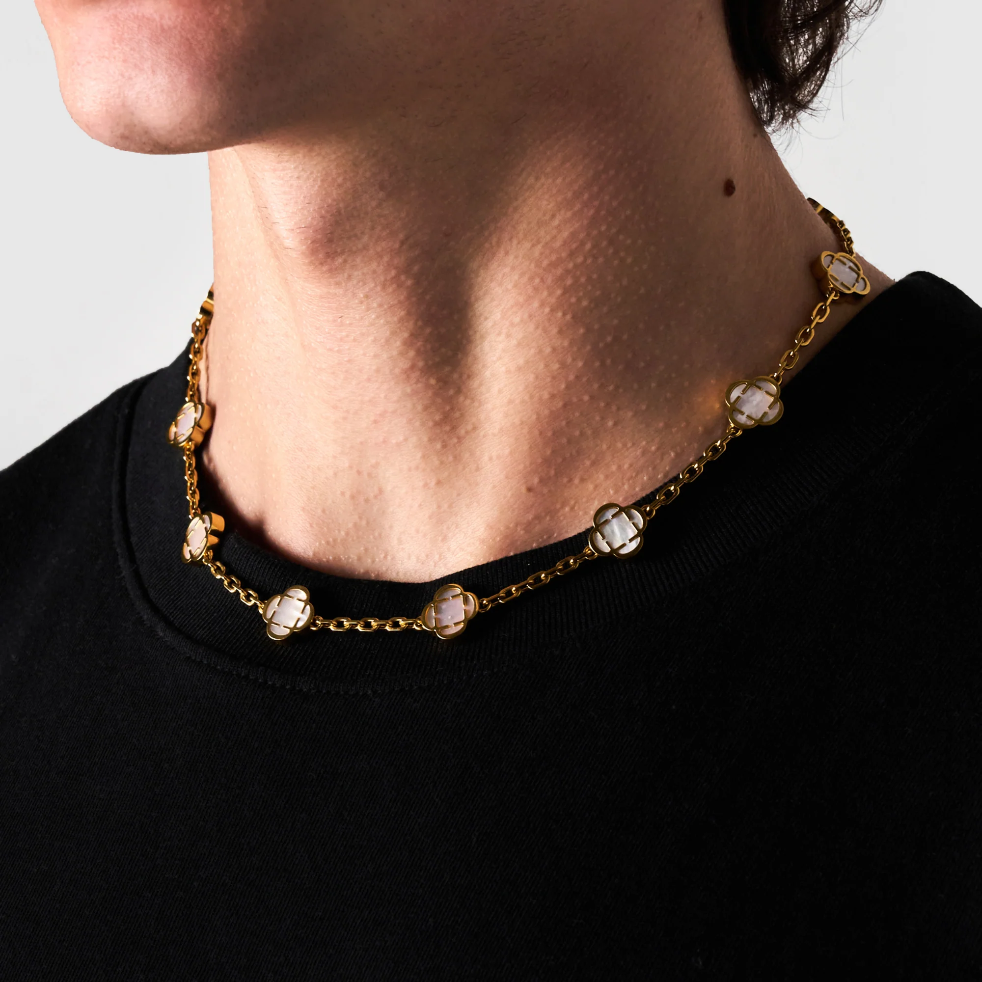 White Clover Stone Necklace (Gold) - Image 4