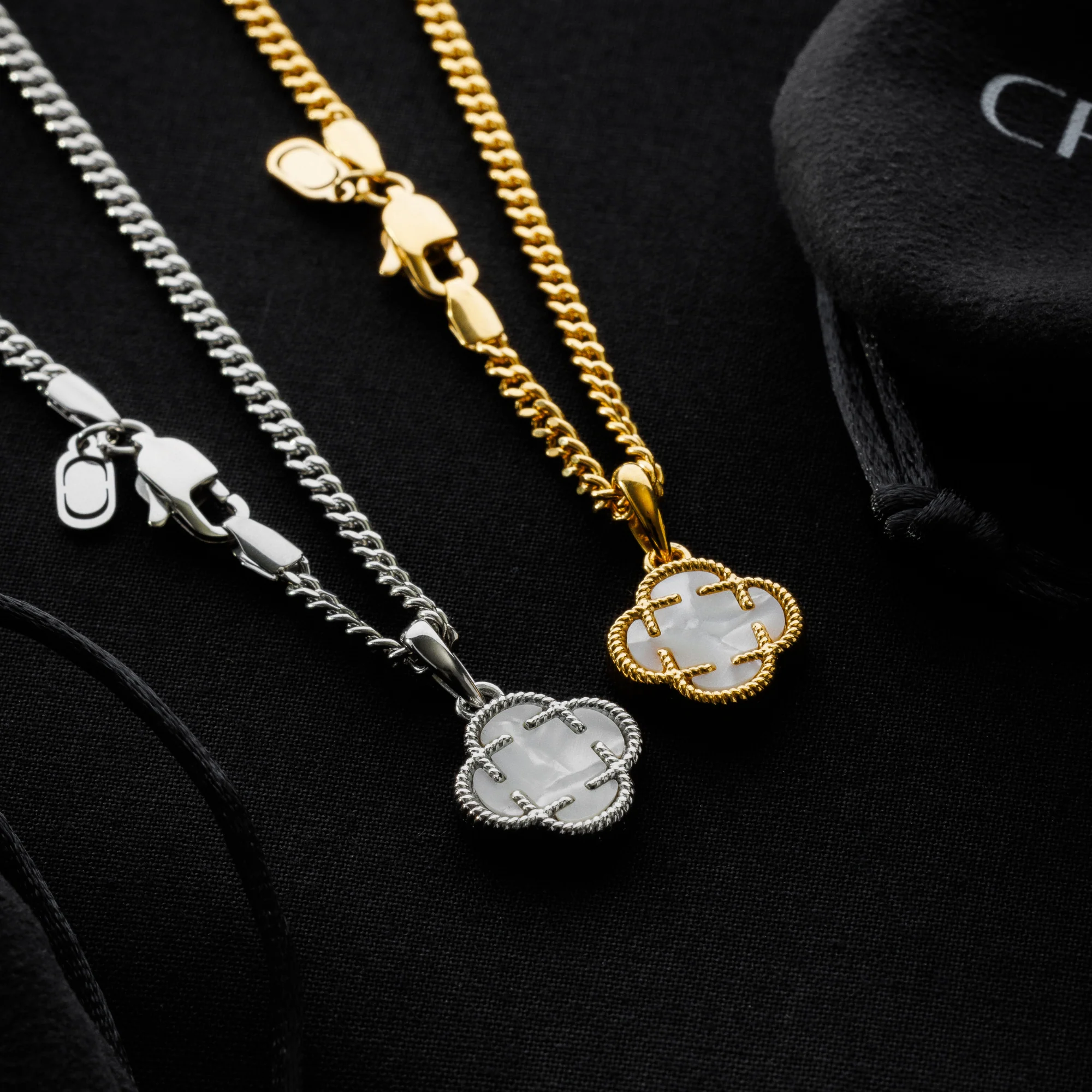 White Clover Stone Pendant (Gold) - Image 3